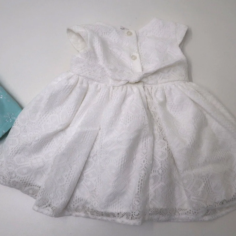 The Childrens Place Teal Turquoise & George White Lace Dress Size 18M